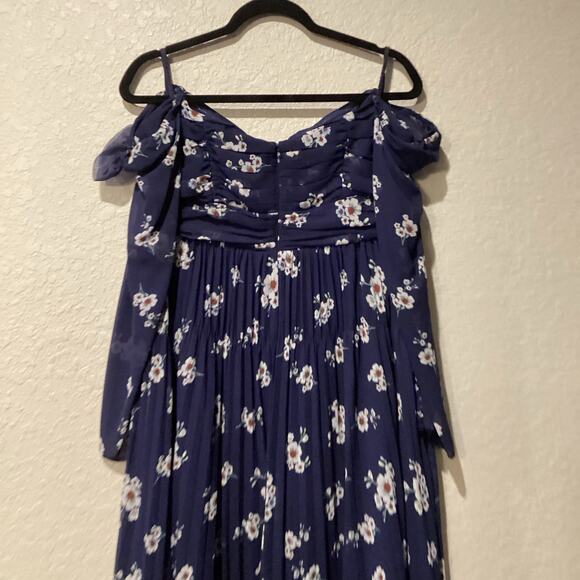 Self Portrait Pansy Floral Print Pleated Cut out Midi maxi Dress size 10 - Picture 9 of 11